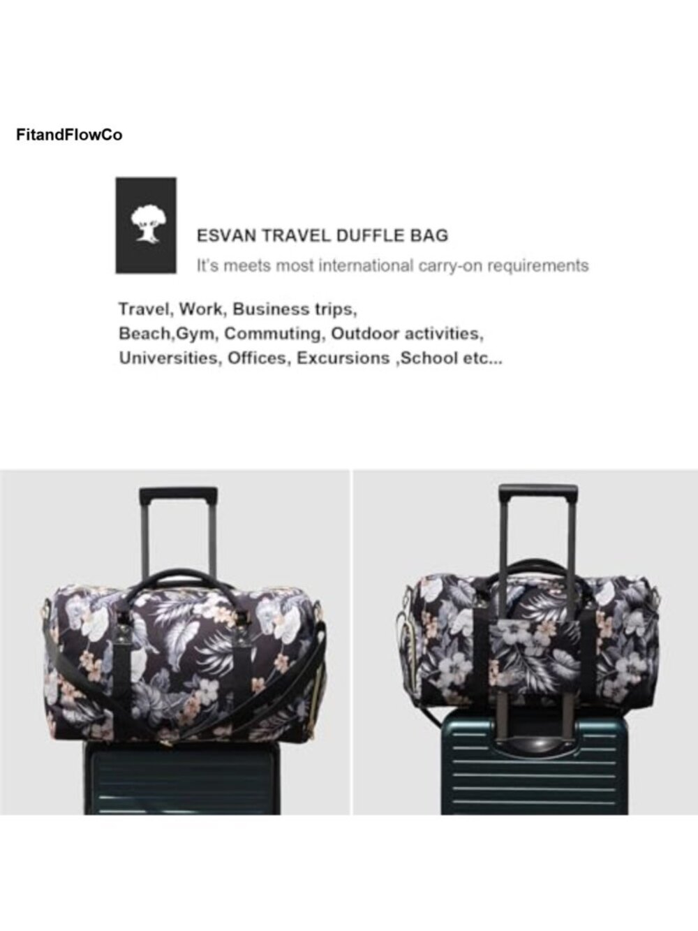 Canvas Linen Travel Duffle Weekender Bag with Shoe Compartment Carry On - Picture 3 of 6